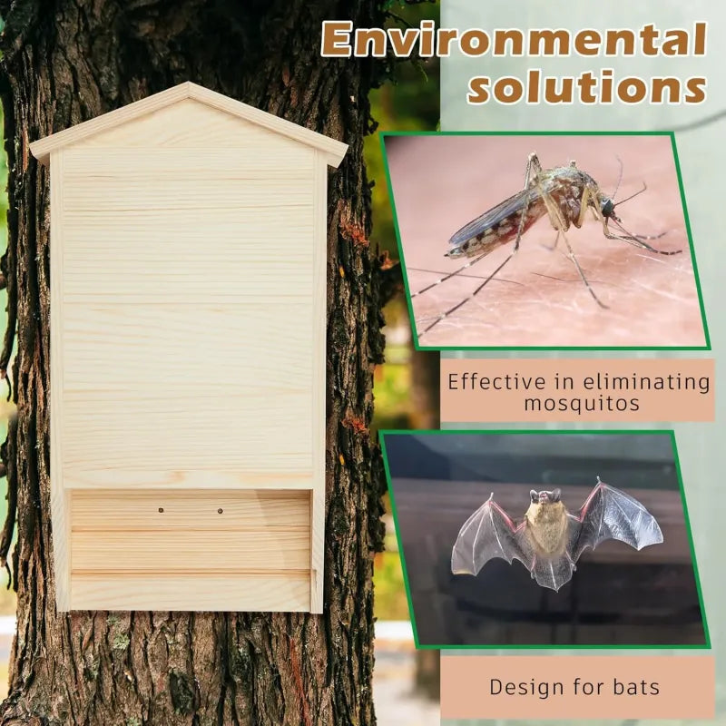Outdoor Log Color Wooden Two-room Large bat Shelter